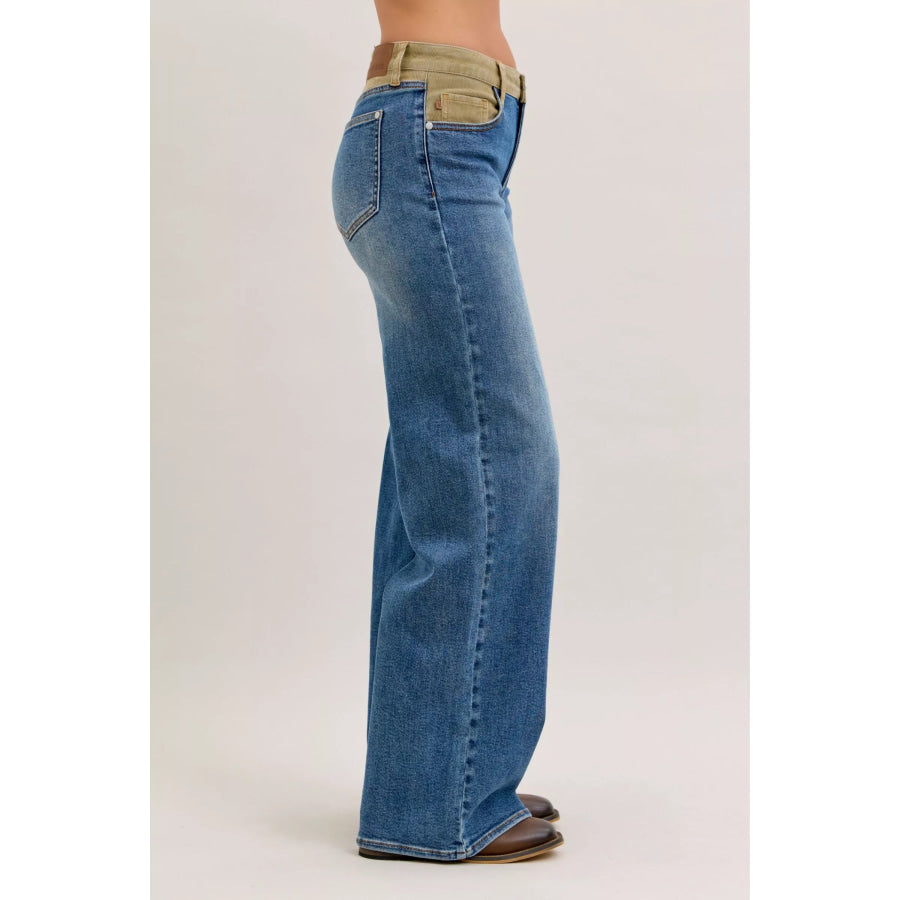 Judy Blue MR Column Straight Jeans with Corduroy Waist MD / 0(24) Apparel and Accessories