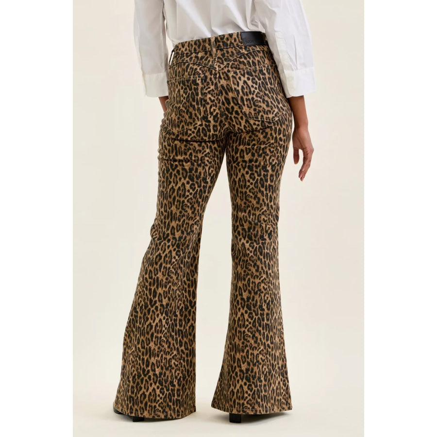 Judy Blue Mr Jaqueline Flare Print Leopard Jeans Apparel and Accessories