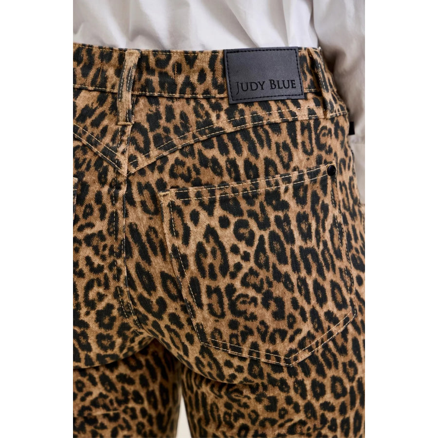 Judy Blue Mr Jaqueline Flare Print Leopard Jeans Apparel and Accessories