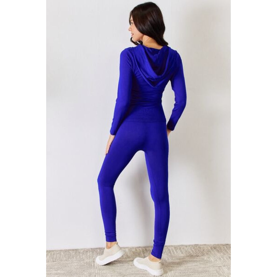 JULIA Zip Up Drawstring Hoodie and Leggings Set ROYAL BLUE / S/M Clothing