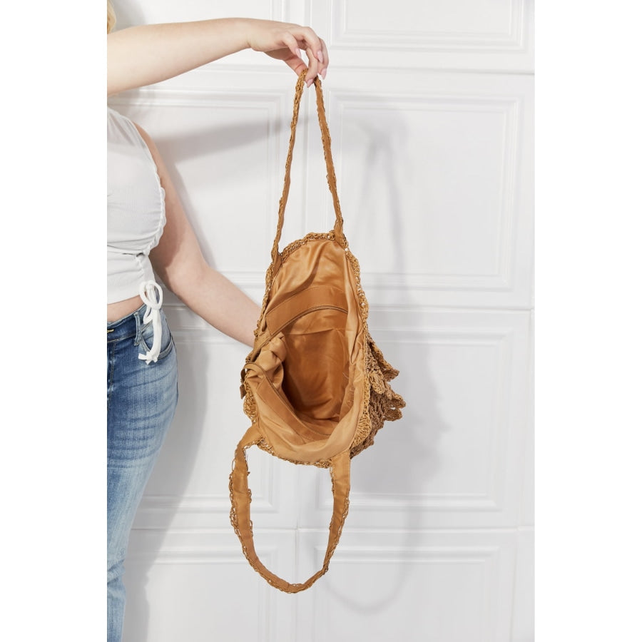 Justin Taylor Brunch Time Straw Rattan Handbag Caramel / One Size
