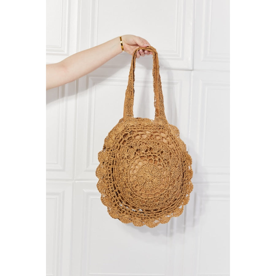 Justin Taylor Brunch Time Straw Rattan Handbag Caramel / One Size