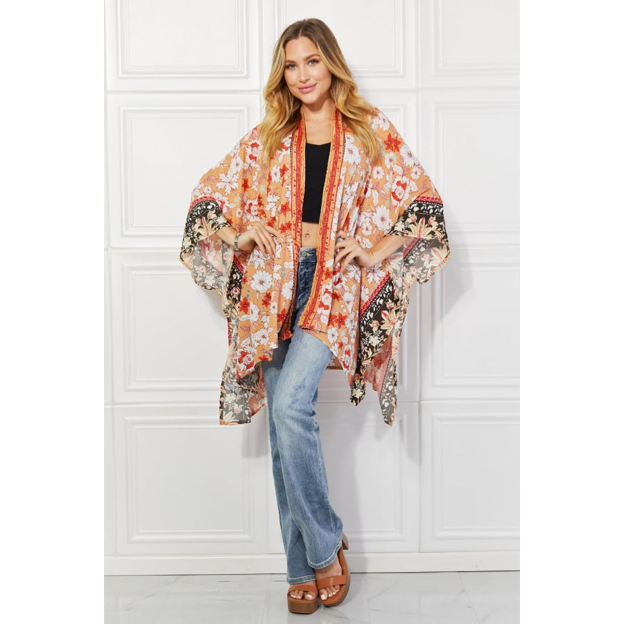 Justin Taylor Peachy Keen Cover-Up Kimono Burnt Coral / One Size