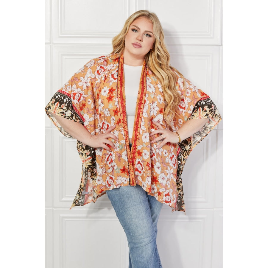 Justin Taylor Peachy Keen Cover-Up Kimono Burnt Coral / One Size