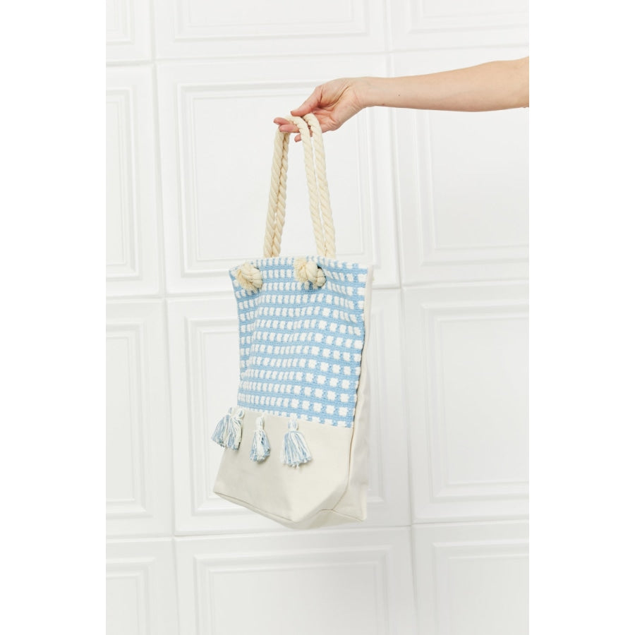 Justin Taylor Picnic Date Tassle Tote Bag Chambray / One Size