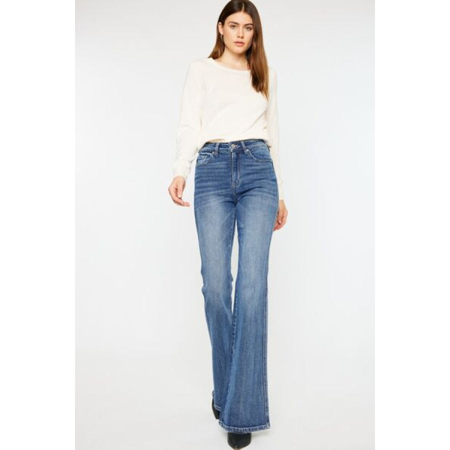 Kancan Cat’s Whiskers High Waist Flare Jeans Apparel and Accessories