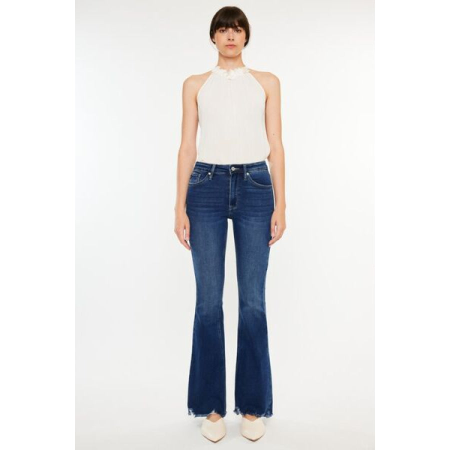 Kancan Cat’s Whiskers Raw Hem Flare Jeans Apparel and Accessories