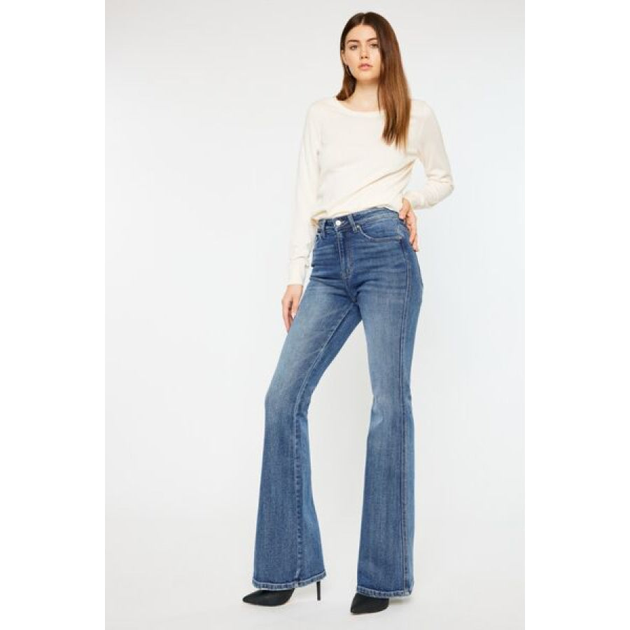 Kancan Cat’s Whiskers High Waist Flare Jeans Apparel and Accessories