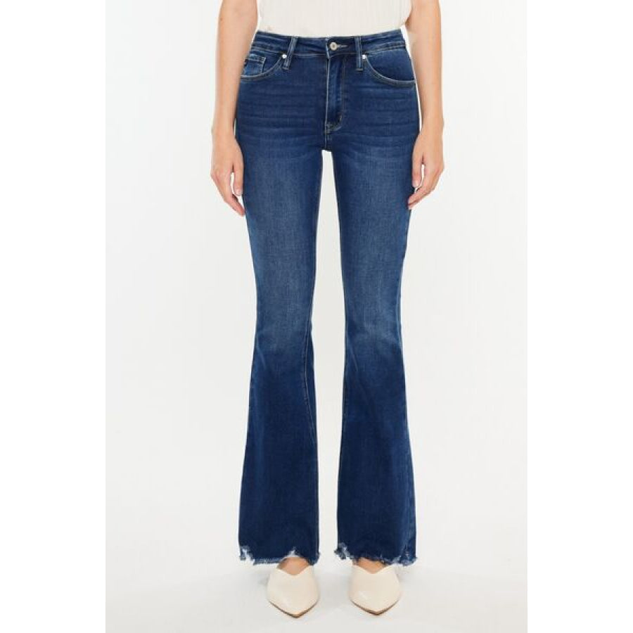 Kancan Cat’s Whiskers Raw Hem Flare Jeans Apparel and Accessories