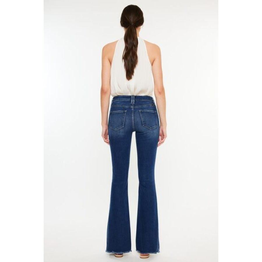 Kancan Cat’s Whiskers Raw Hem Flare Jeans Apparel and Accessories