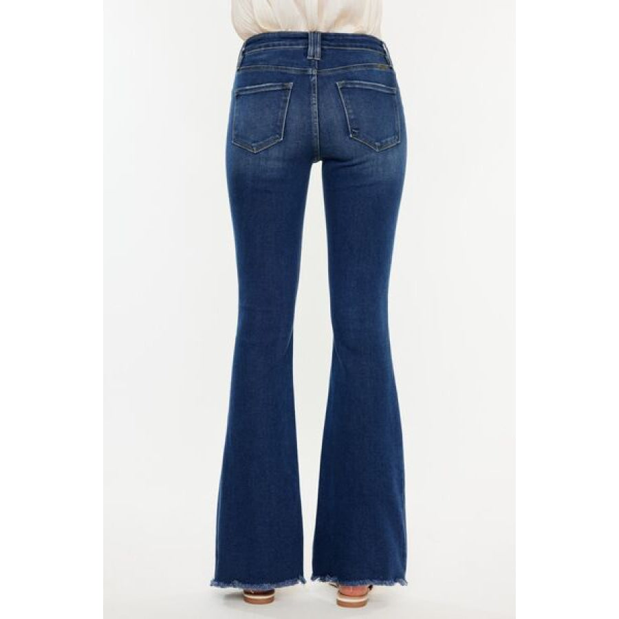 Kancan Cat’s Whiskers Raw Hem Flare Jeans Apparel and Accessories