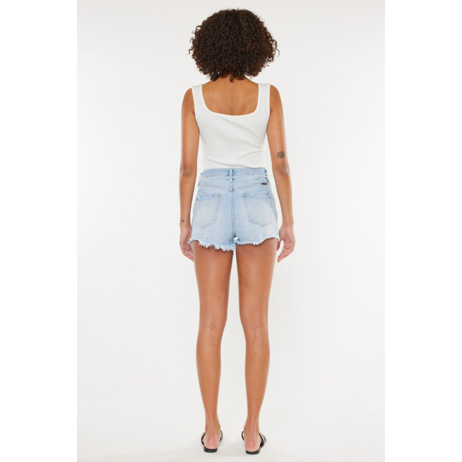 Kancan Distressed Button Fly Denim Shorts Apparel and Accessories