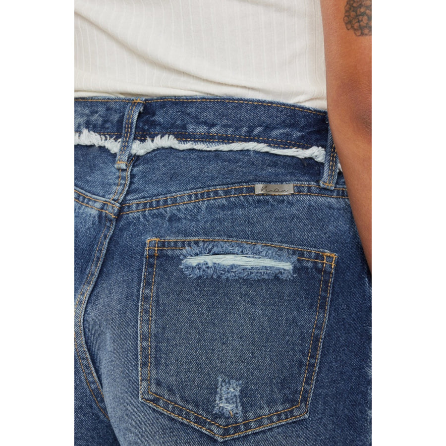 Kancan Distressed Button Fly Denim Shorts Apparel and Accessories