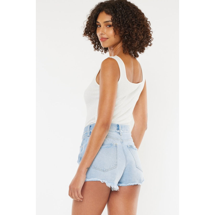 Kancan Distressed Button Fly Denim Shorts Apparel and Accessories