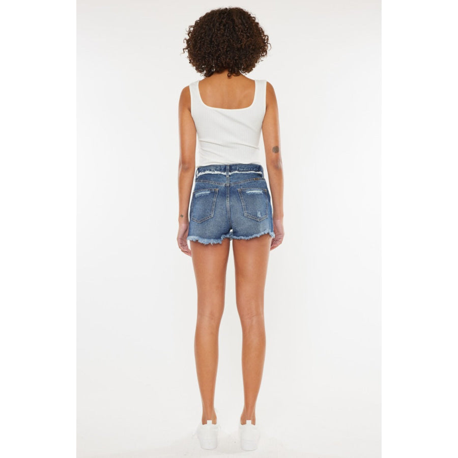 Kancan Distressed Button Fly Denim Shorts Apparel and Accessories