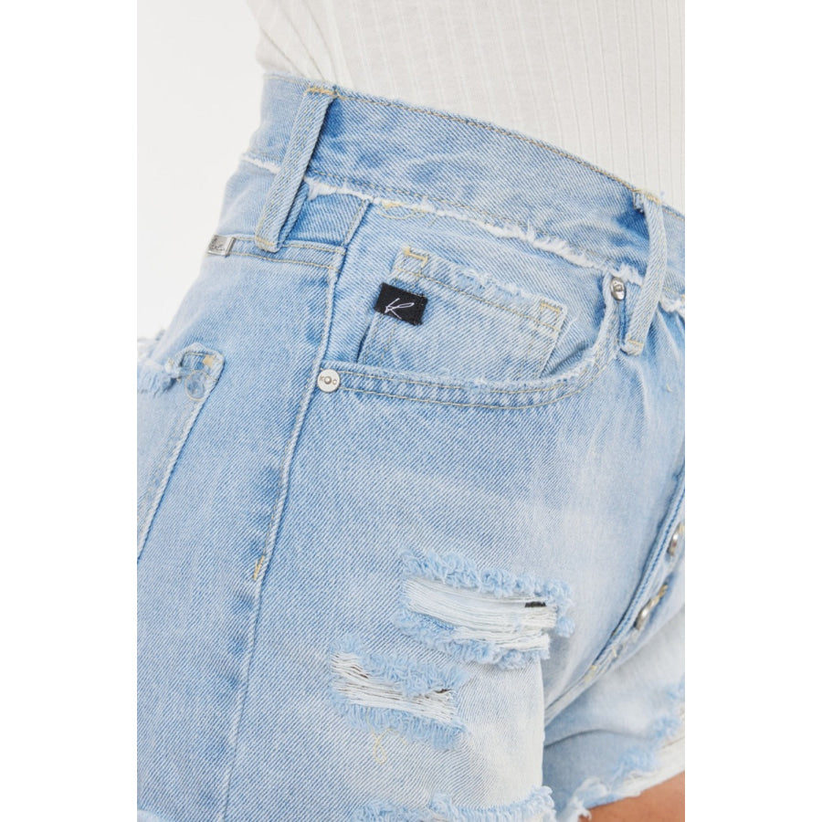 Kancan Distressed Button Fly Denim Shorts Apparel and Accessories