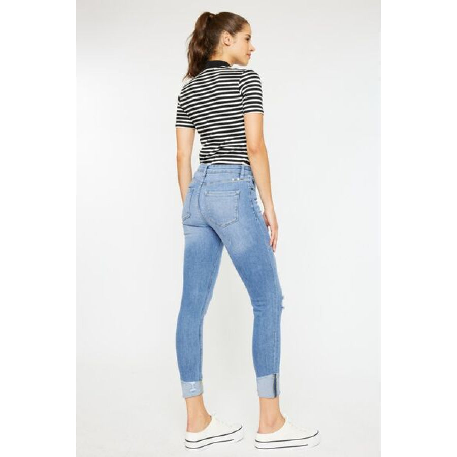 Kancan Distressed Cat’s Whiskers Button Fly Jeans Apparel and Accessories