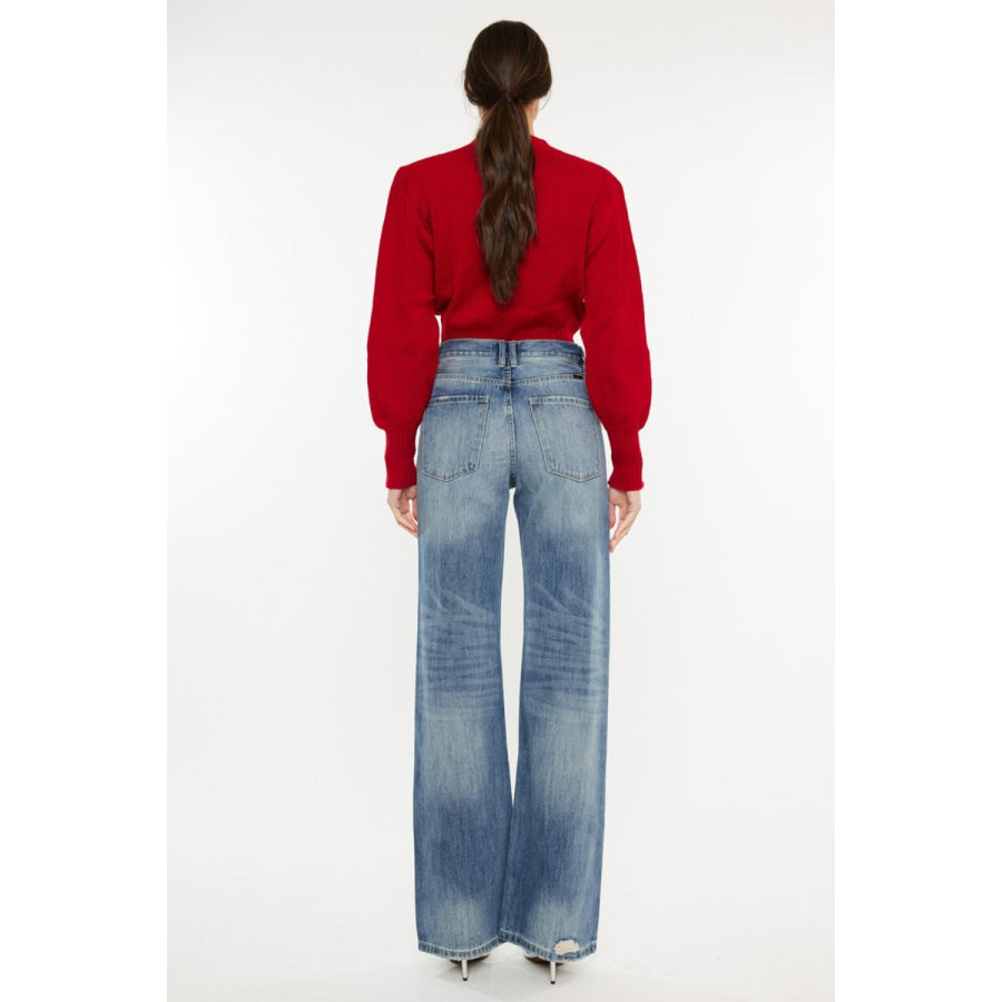 Kancan Distressed High Waist Bootcut Jeans Medium / 1 Apparel and Accessories