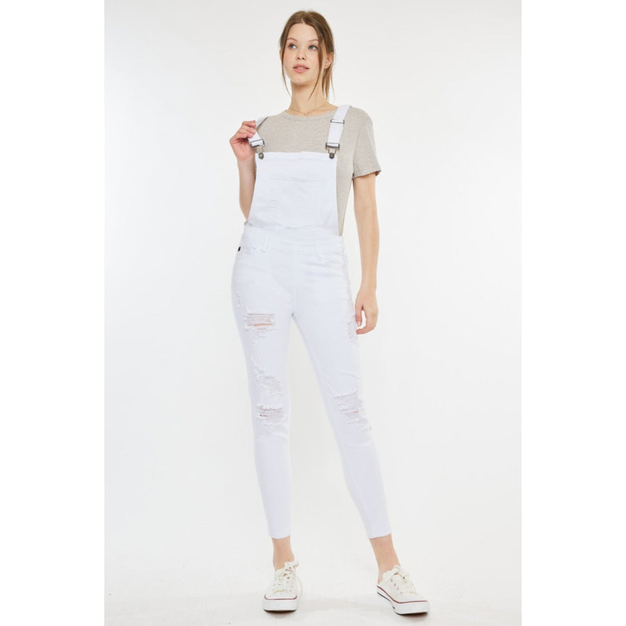 Kancan Distressed Skinny Denim Overalls Apparel and Accessories