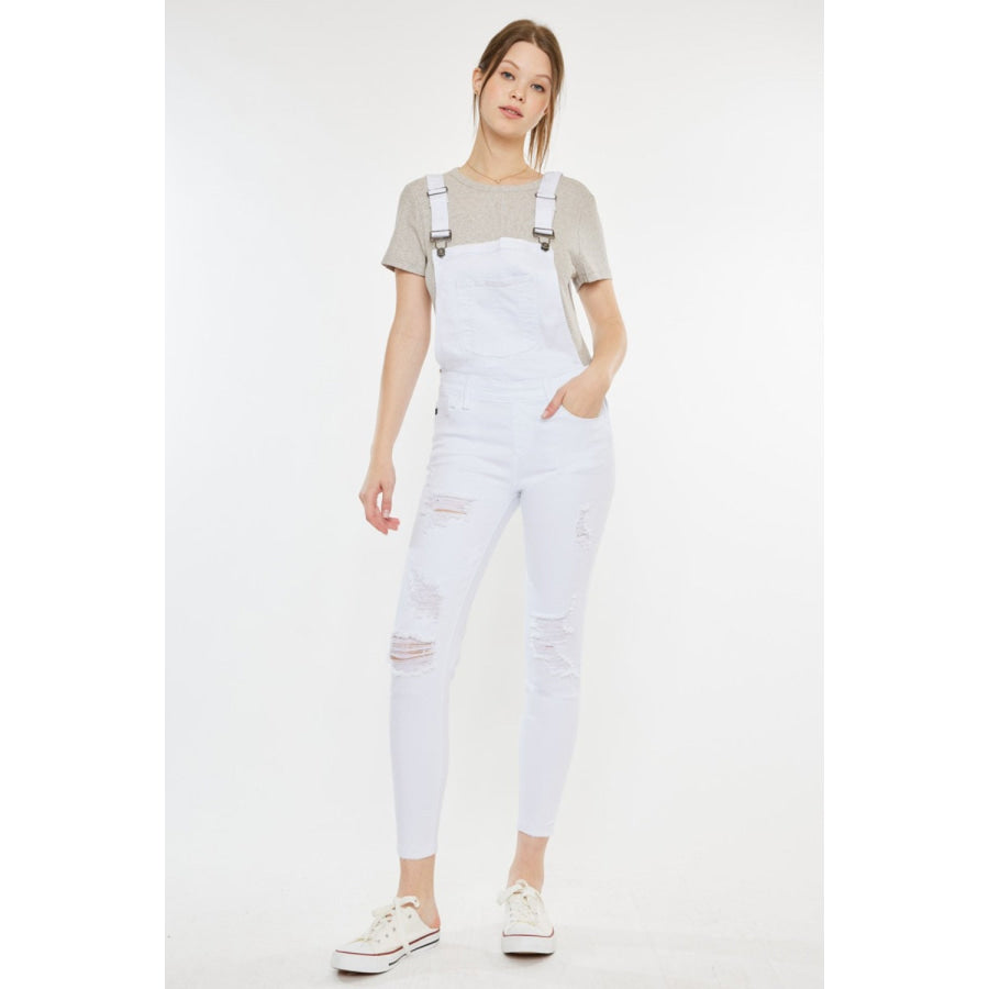 Kancan Distressed Skinny Denim Overalls Apparel and Accessories