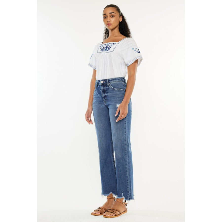 Kancan Full Size High Rise Slim Wide Leg Jeans Apparel and Accessories