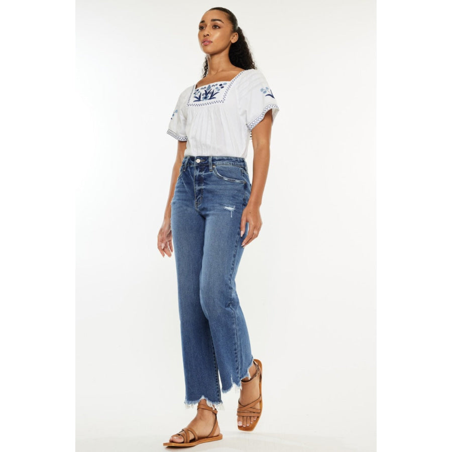 Kancan Full Size High Rise Slim Wide Leg Jeans Apparel and Accessories