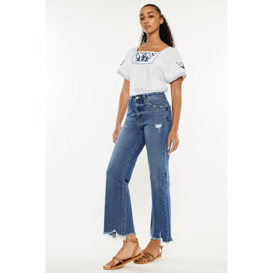 Kancan Full Size High Rise Slim Wide Leg Jeans Apparel and Accessories