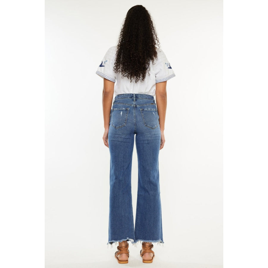 Kancan Full Size High Rise Slim Wide Leg Jeans Apparel and Accessories