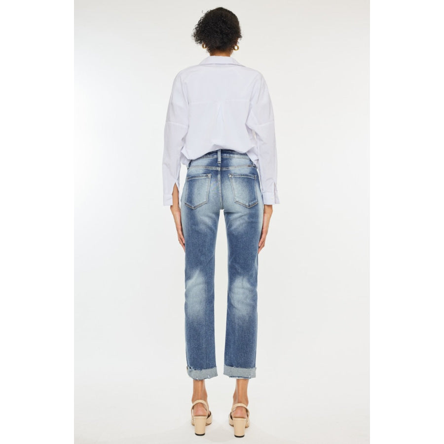 Kancan High Rise Cuffed Straight Jeans Medium / Apparel and Accessories