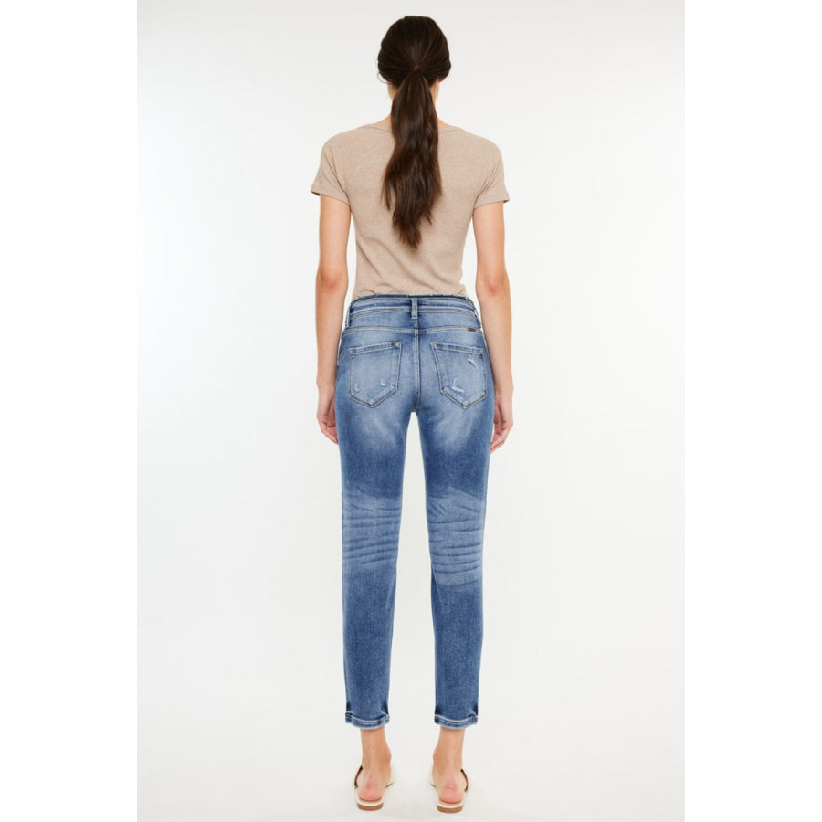 Kancan High Rise Distressed Mom Jeans Apparel and Accessories