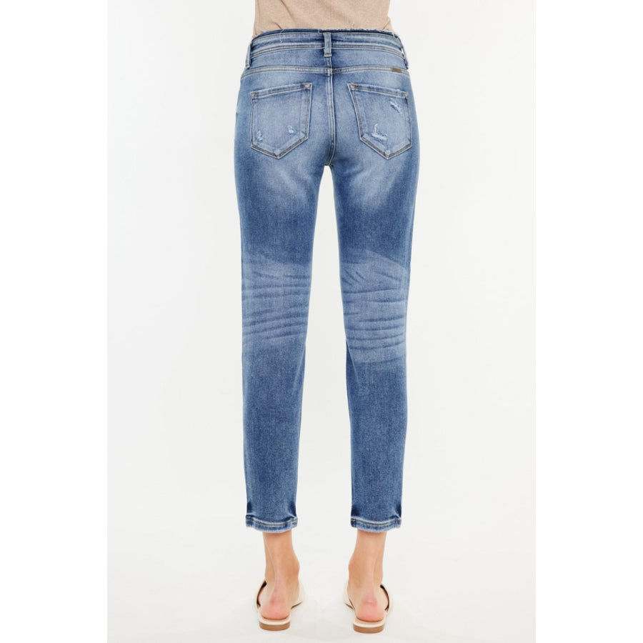 Kancan High Rise Distressed Mom Jeans Apparel and Accessories