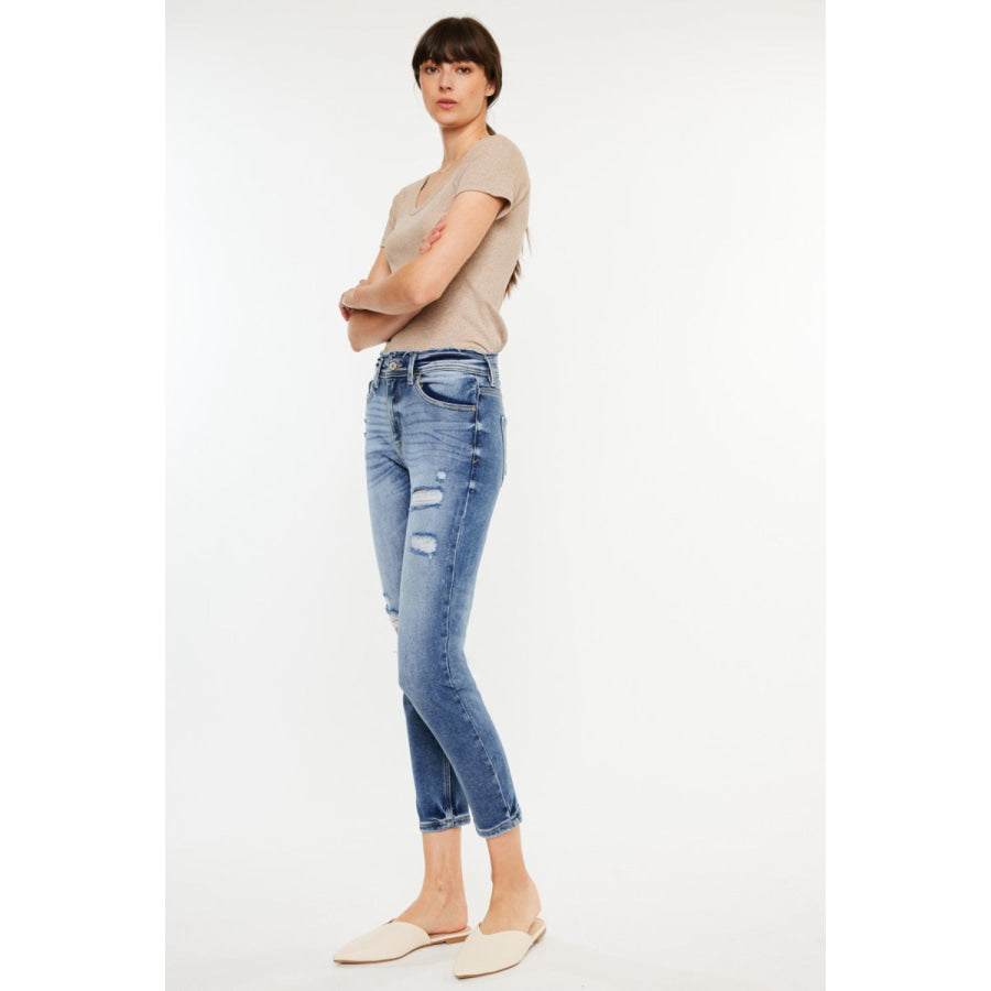 Kancan High Rise Distressed Mom Jeans Apparel and Accessories