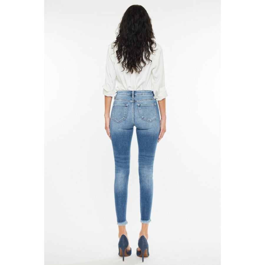 Kancan High Rise Frayed Ankle Skinny Jeans Apparel and Accessories