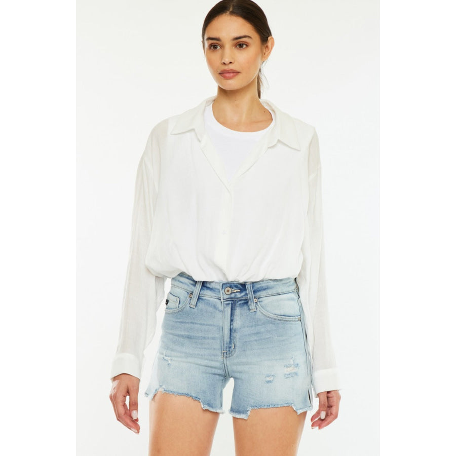 Kancan High Rise Side Slit Denim Shorts Medium / S Apparel and Accessories