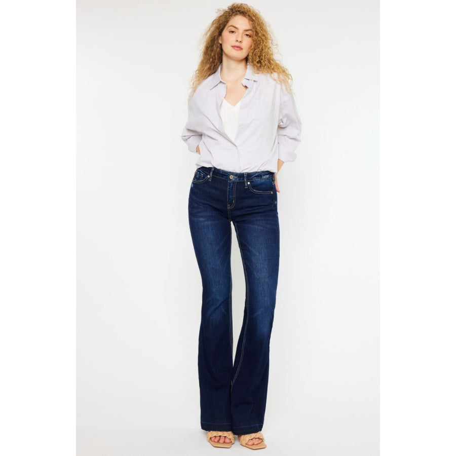 Kancan Mid Rise Slim Flare Jeans Dark / 1 Apparel and Accessories