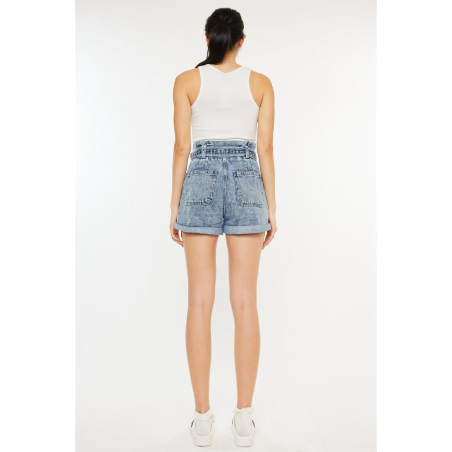 Kancan Ultra High Rise Paperbag Denim Shorts Apparel and Accessories