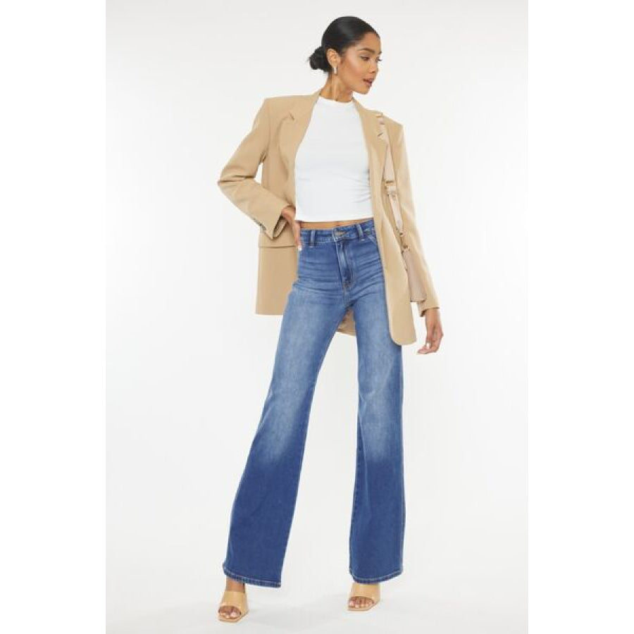 Kancan Ultra High Waist Gradient Flare Jeans Apparel and Accessories