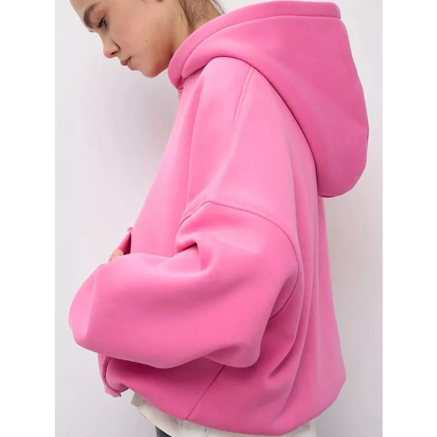 Kangaroo Pocket Dropped Shoulder Hoodie Apparel and Accessories