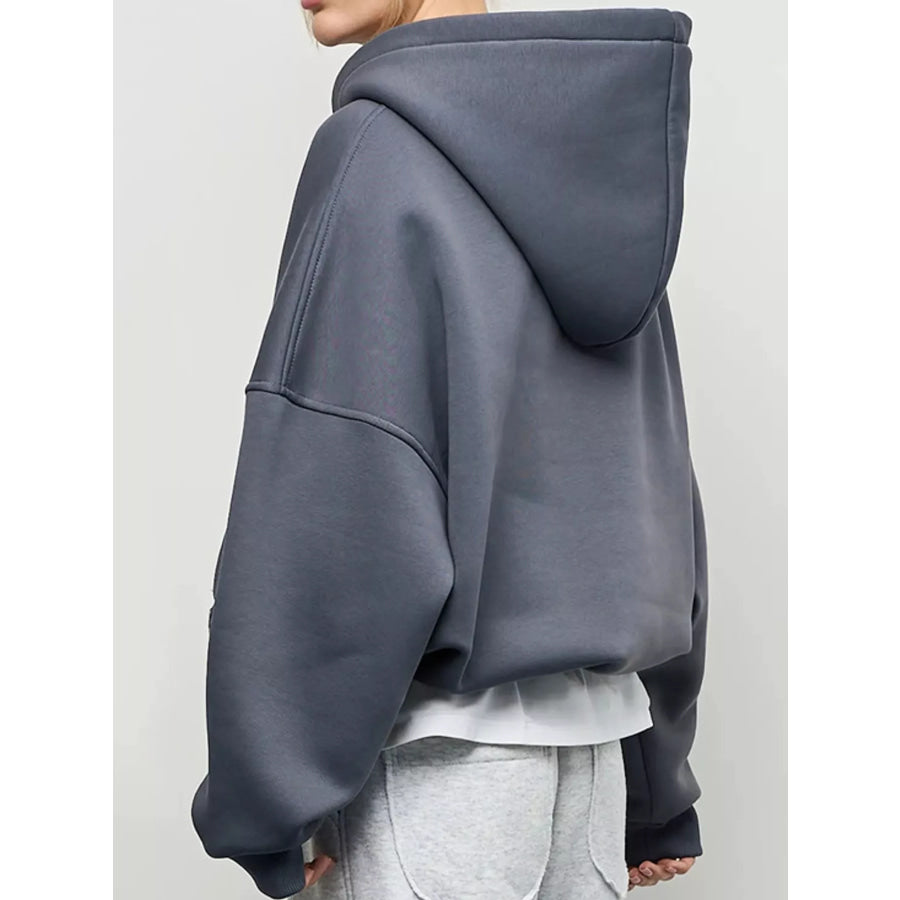 Kangaroo Pocket Dropped Shoulder Hoodie Apparel and Accessories