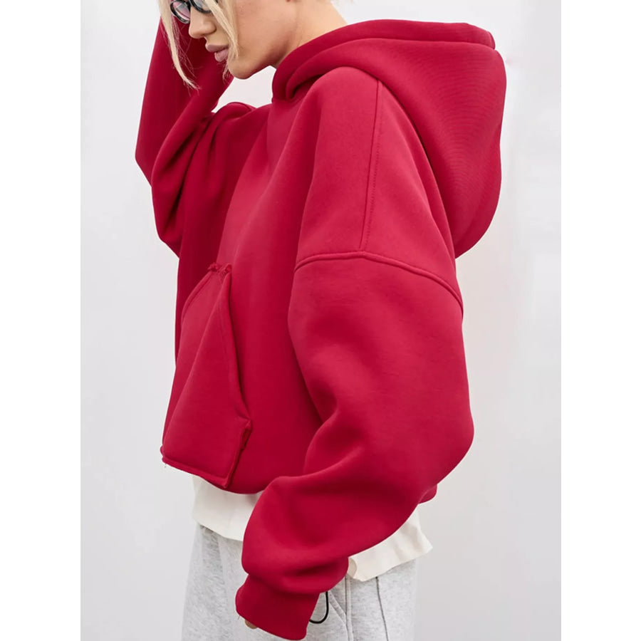 Kangaroo Pocket Dropped Shoulder Hoodie Apparel and Accessories