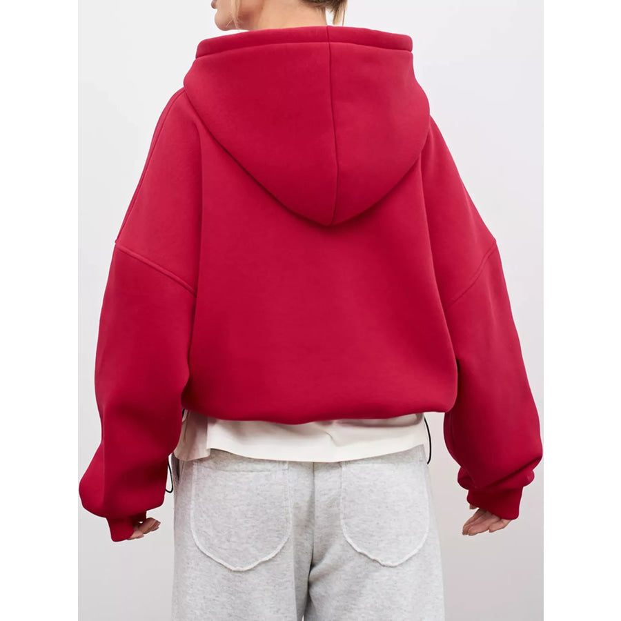 Kangaroo Pocket Dropped Shoulder Hoodie Apparel and Accessories