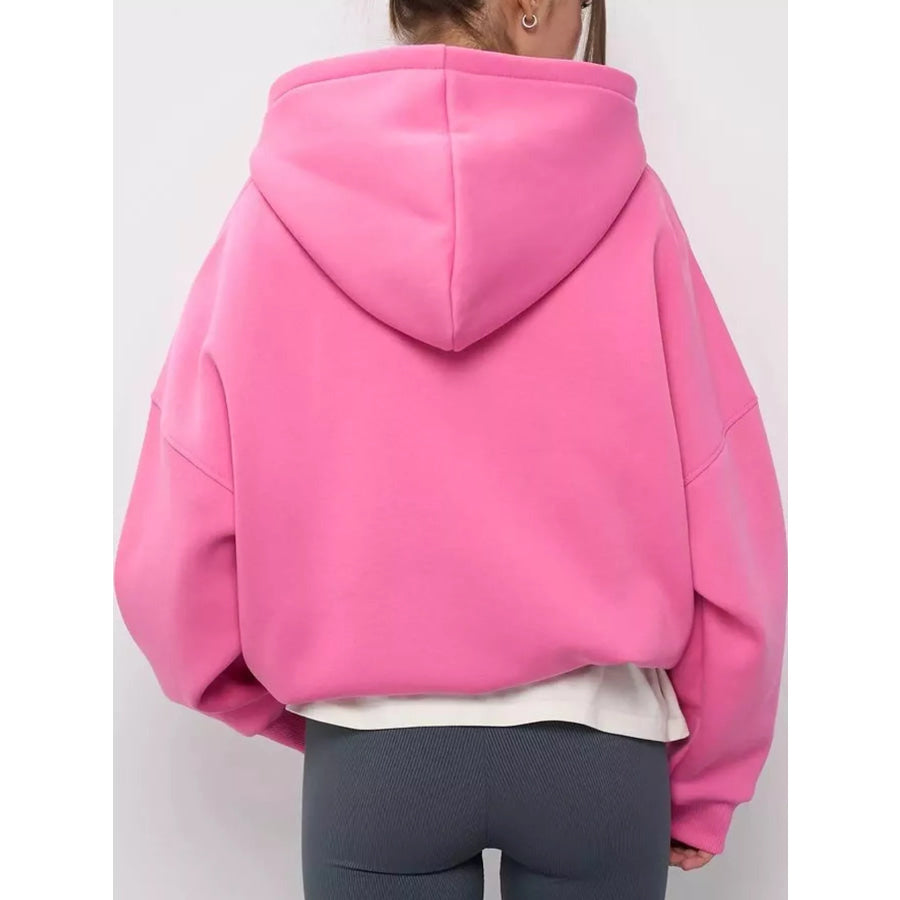 Kangaroo Pocket Dropped Shoulder Hoodie Apparel and Accessories