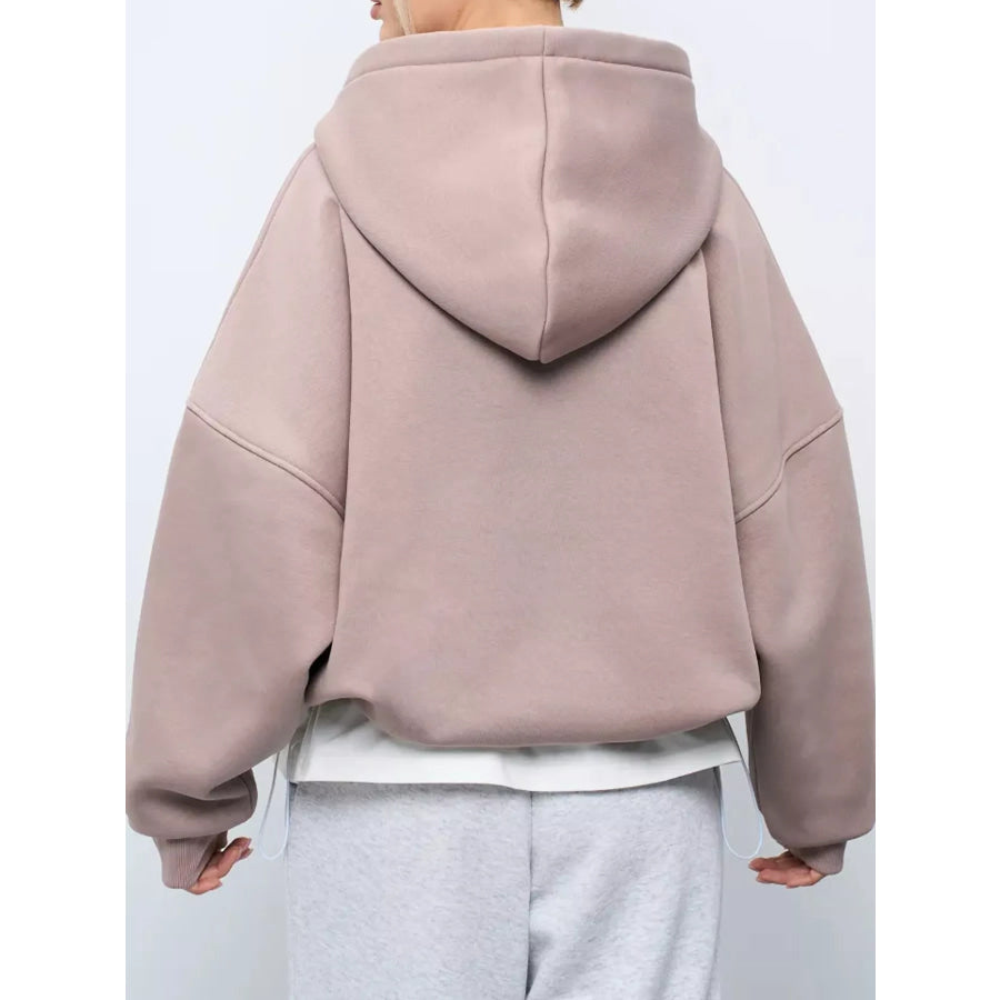 Kangaroo Pocket Dropped Shoulder Hoodie Apparel and Accessories