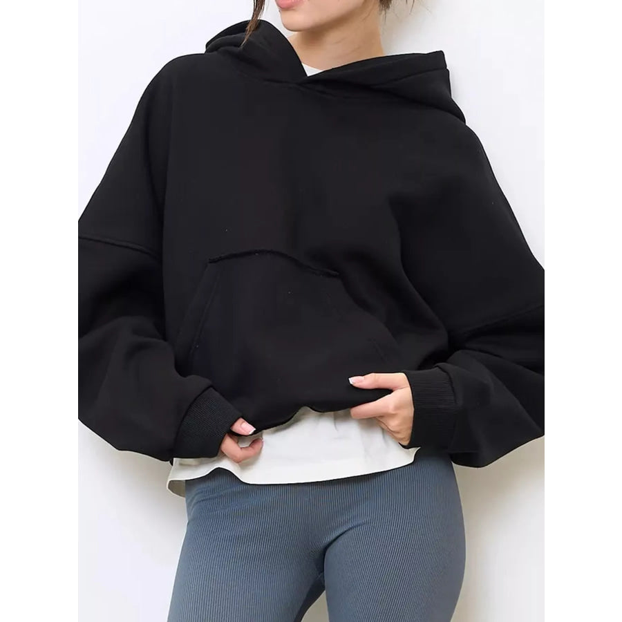 Kangaroo Pocket Dropped Shoulder Hoodie Apparel and Accessories