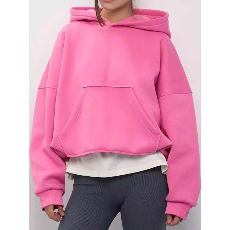 Kangaroo Pocket Dropped Shoulder Hoodie Apparel and Accessories