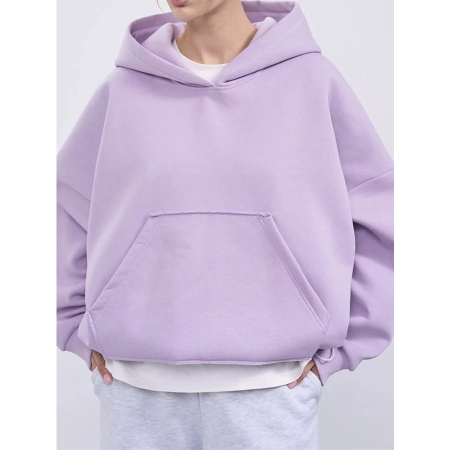 Kangaroo Pocket Dropped Shoulder Hoodie Apparel and Accessories