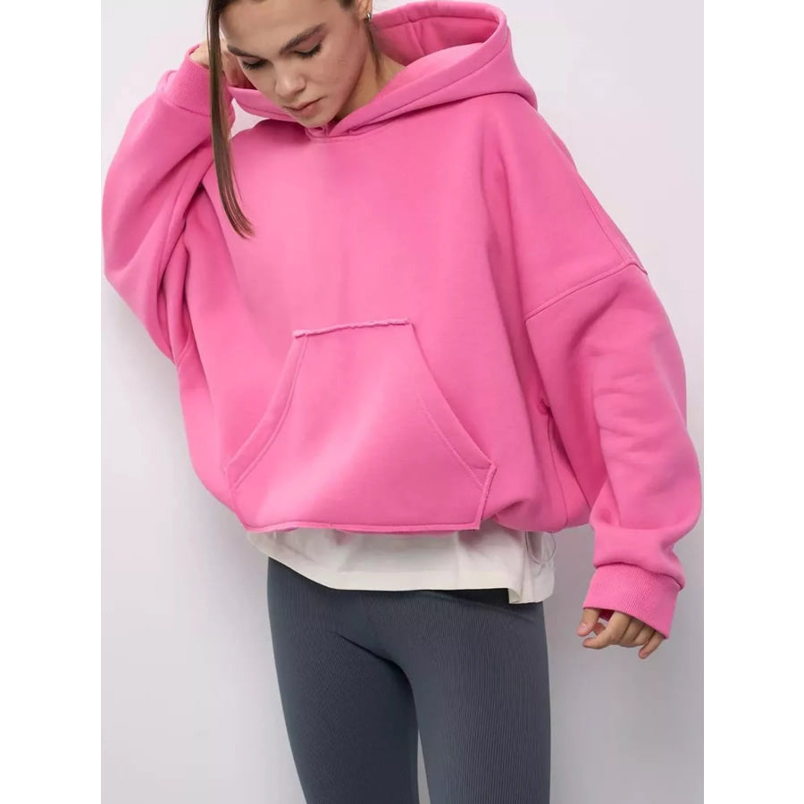 Kangaroo Pocket Dropped Shoulder Hoodie Apparel and Accessories