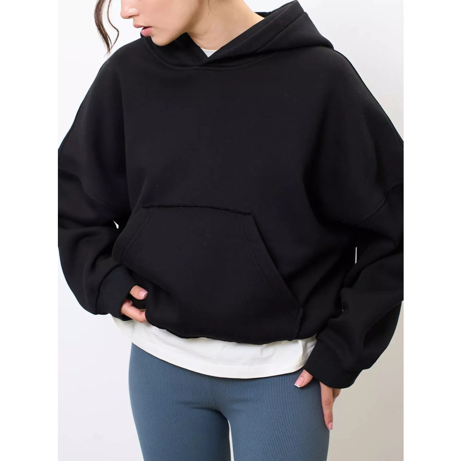 Kangaroo Pocket Dropped Shoulder Hoodie Apparel and Accessories