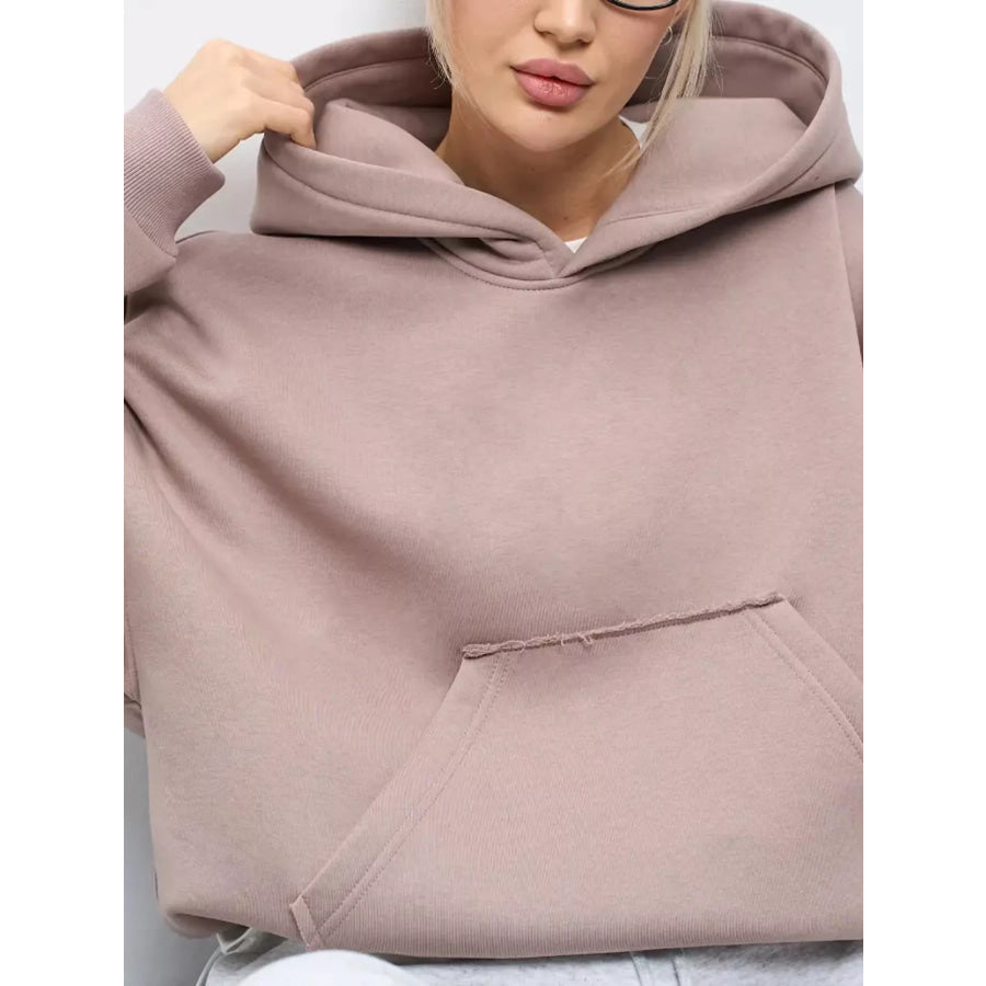 Kangaroo Pocket Dropped Shoulder Hoodie Apparel and Accessories