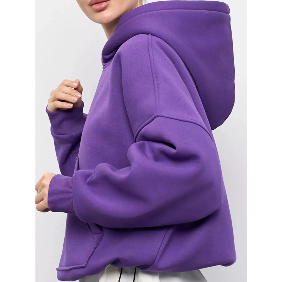 Kangaroo Pocket Dropped Shoulder Hoodie Apparel and Accessories